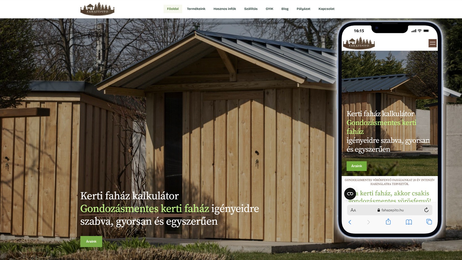 Faházépítő weboldal referencia