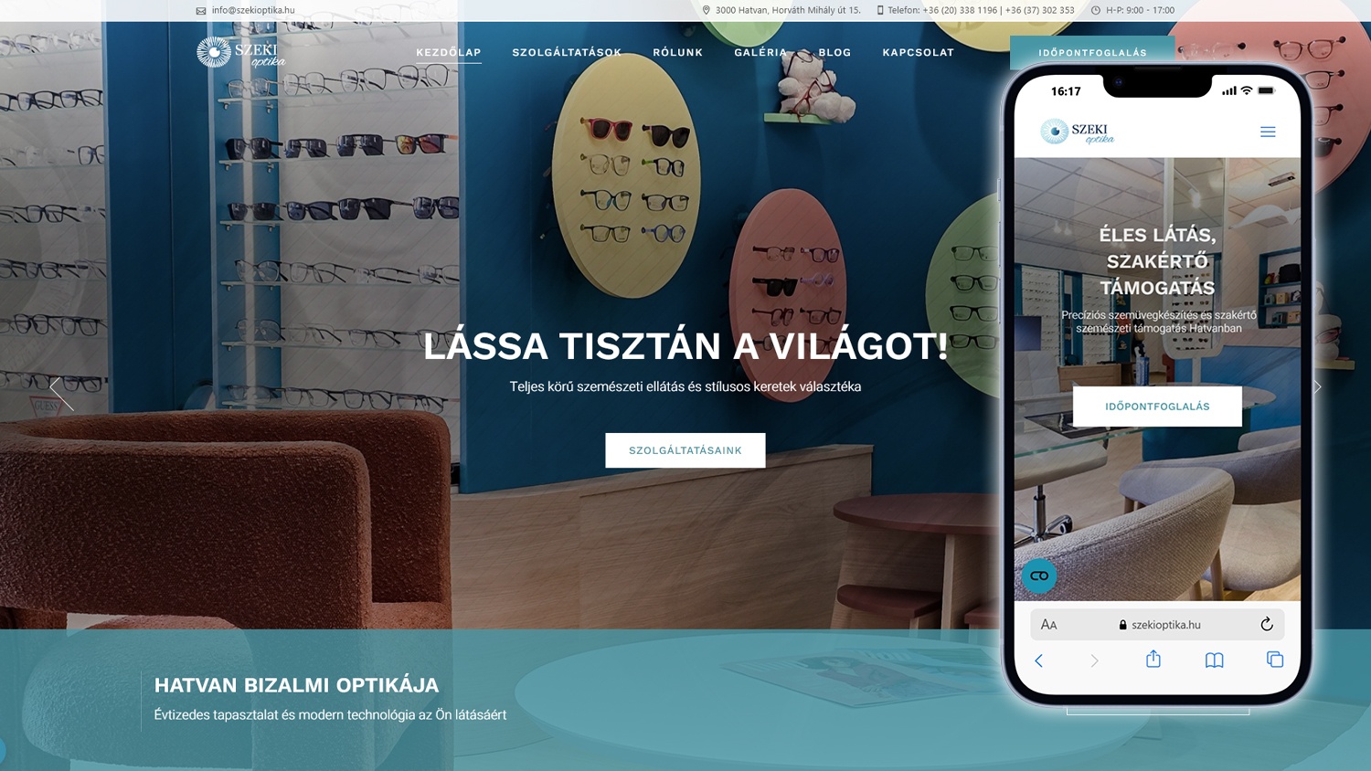 Szeki Optika weboldal referencia