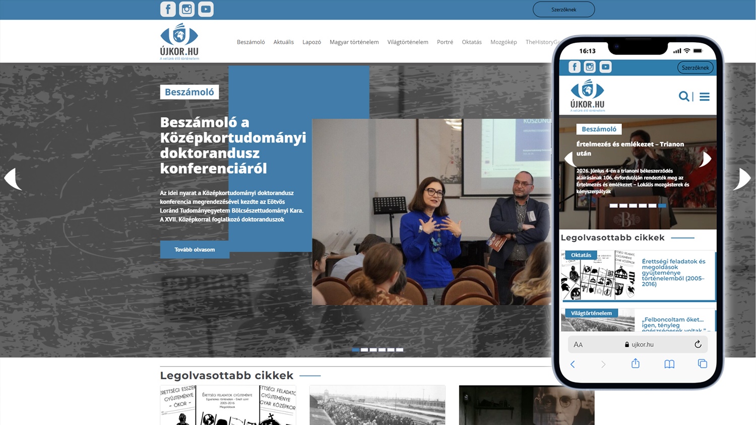 Újkor weboldal referencia