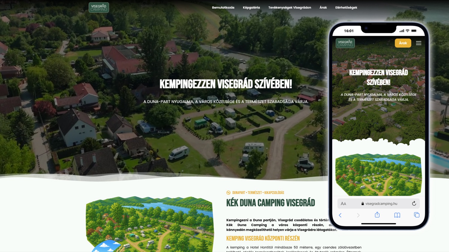 Kék Duna Kemping Visegrád weboldal referencia